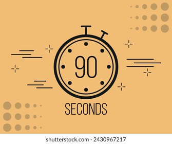 90 seconds clock timer. Time marker clock, vector counting seconds