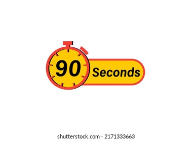 90 Sekunden Zeitmesser Uhren, Timer 90 Sek Icon, Countdown Icon. Zeitmessung. Chronometer-Symbol einzeln auf weißem Hintergrund