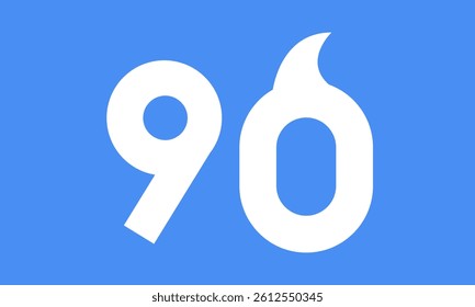 90 Shark Logo Number Simple Modern Blue