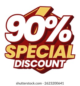90% Special Discount Promotional Flash Offer Badge Label for Ecommerce Sale
