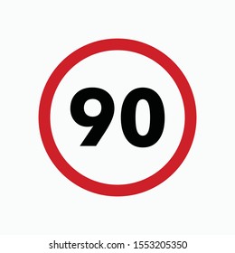 90 Speed Limit Sign Icon Vector