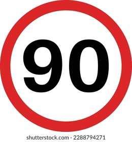 90 speed limit sign icon vector isolated on white background
