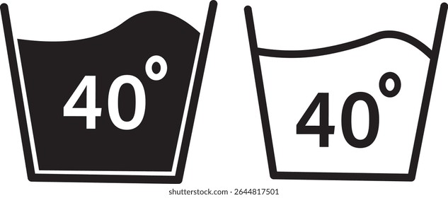 90 temperature wash icon. Degrees of water, Washing clothing 20, 30, 40, 50, 60, 70, 80, 90 degree celsius,Vector flat sign graphic design illustration
