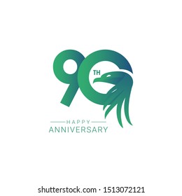 90 th Anniversary Bird Model Vector Template Design Illustration