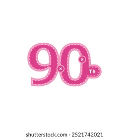 90 Th Anniversary Celebration Number with cartoon style Design