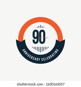 90 Th Anniversary Celebrations Retro Orange Vector Template Design Illustration