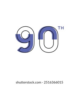 Ilustração De Modelo De Vetor De Coleção De Estilo Plano De Design De Número De Aniversário De 90