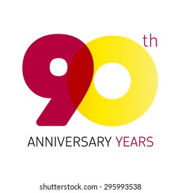 90 th anniversary numbers. 90s years old logotype. Creative bold congrats. Isolated abstract graphic web design template. Congratulation with rings digits. Up to 90% -90% percent off discount concept.