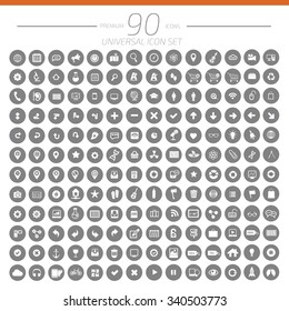 90 Universal website icon set design,clean vector