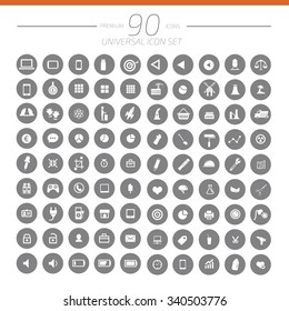 90 Universal website icon set design,clean vector