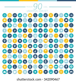 90 Universal website icon set design,clean vector