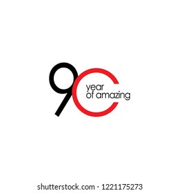 90 Year of Amazing Vector Template Design Illustration