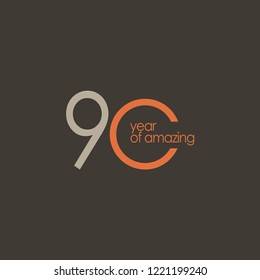 90 Year of Amazing Vector Template Design Illustration