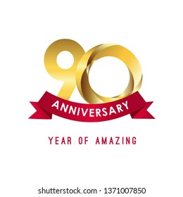 90 Year Anniversary Year of Amazing Vector Template Design Illustration