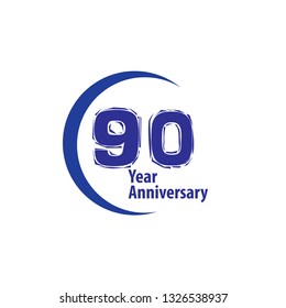 90 Year Anniversary Blue Vector Template Design Illustration