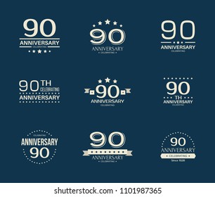 90 - year anniversary celebrating logotype. 90th anniversary logo set.
