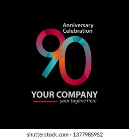 90 Year Anniversary Celebration Company Vector Template Design Illustration