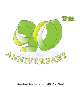 90 year anniversary celebration logotype. 90 th anniversary logo golden colored isolated, vector design for greeting card and invitation card