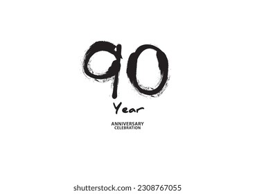 90 year anniversary celebration logotype on white background for poster, banner, flyer, invitations or greeting card, 90 number logo design, 90th Birthday invitation, anniversary vector template