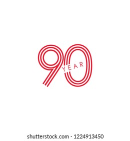 90 Year Anniversary Celebration Vector Template Design Illustration