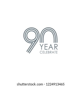 90 Year Anniversary Celebration Vector Template Design Illustration