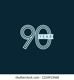 90 Year Anniversary Celebration Vector Template Design Illustration