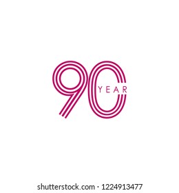 90 Year Anniversary Celebration Vector Template Design Illustration