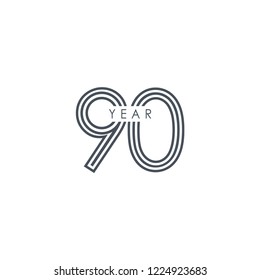 90 Year Anniversary Celebration Vector Template Design Illustration