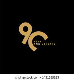 90 Year Anniversary Celebration Vector Template Design Illustration