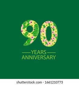 90 Year Anniversary Celebration Vector Template Design Illustration