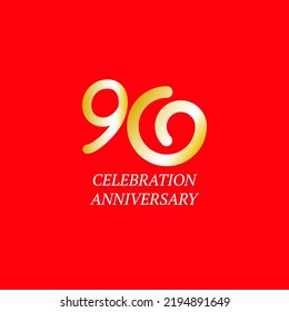 Ilustración de diseño de plantillas vectoriales de celebración de 90 años