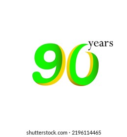 90 Year Anniversary Celebration Vector Template Design Illustration