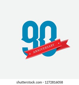 90 Year Anniversary Design Template, Vector Illustration