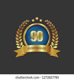 90 Year Anniversary Design Template, vector illustration