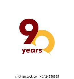 90 Year Anniversary Elegant Number Vector Template Design Illustration