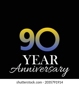 90 Year Anniversary Elegant Vector Template Design Illustration