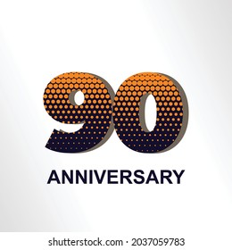 90 Year Anniversary Elegant Vector Template Design Illustration