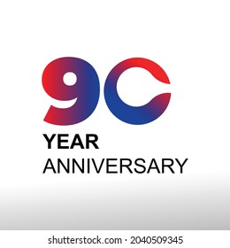 90 Year Anniversary Elegant Vector Template Design Illustration