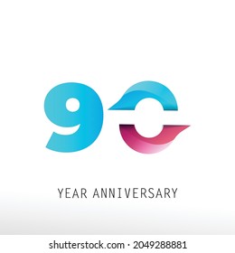 90 Year Anniversary Elegant Vector Template Design Illustration