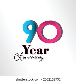 90 Year Anniversary Elegant Vector Template Design Illustration