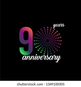 90 Year Anniversary Firework Vector Template Design Illustration