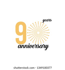 90 Year Anniversary Firework Vector Template Design Illustration