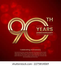 90 year anniversary. Anniversary logo design with double line concept. Logo Vector Template