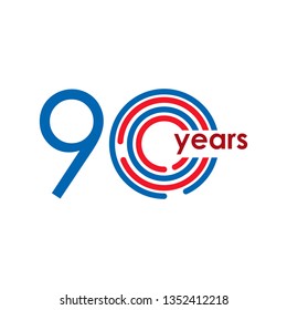 90 Year Anniversary Logo Vector Template Design Illustration