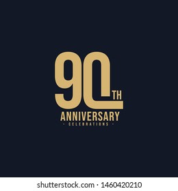 90 year anniversary logo vector template. Design for celebrations, banner, greeting cards or print.
