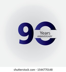 90 Year Anniversary Logo Vector Template Design Illustration blue, white
