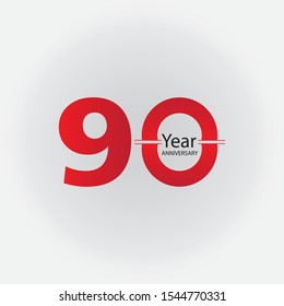 90 Year Anniversary Logo Vector Template Design Illustration blue, white