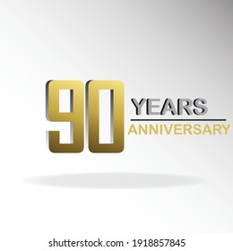 Modelo de vectores de logotipo de 90 años Diseño Ilustración oro y blanco