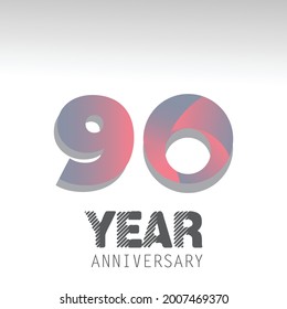 Plantilla de vectores con logotipo de 90 años Diseño Ilustración Color blanco