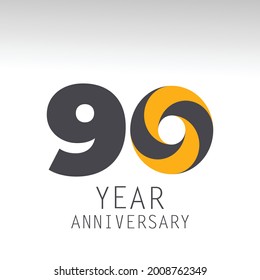 90 Year Anniversary Logo Vector Template Design Illustration White Color